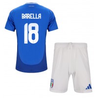 Italien Nicolo Barella #18 Hjemme Trøje Børn EM 2024 Kortærmet (+ Korte bukser)